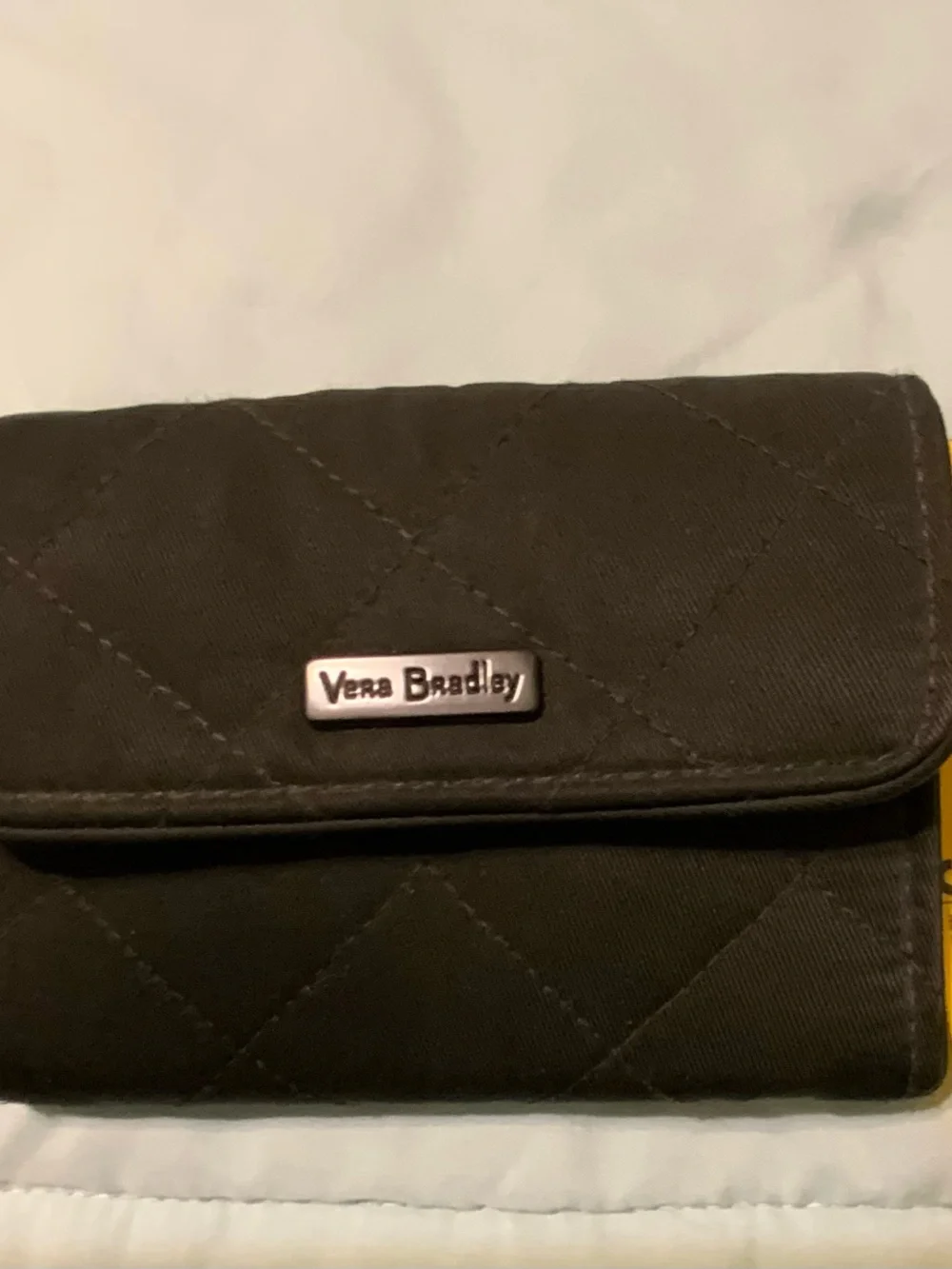 Vera Bradley Cotton Quilted Trifold Wallet Black floral